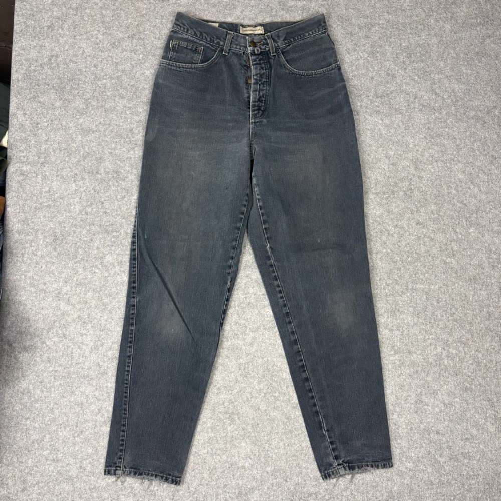 Generra Vintage High Waisted Mom Jeans Faded Black Button Fly Tapered Size 13/30